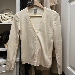 Ann Taylor Creme Cardigan Sweater Petite S SP
